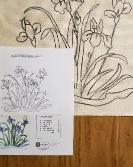 Modern Pond of Irises small mat 14″x 14″ Skeins-9